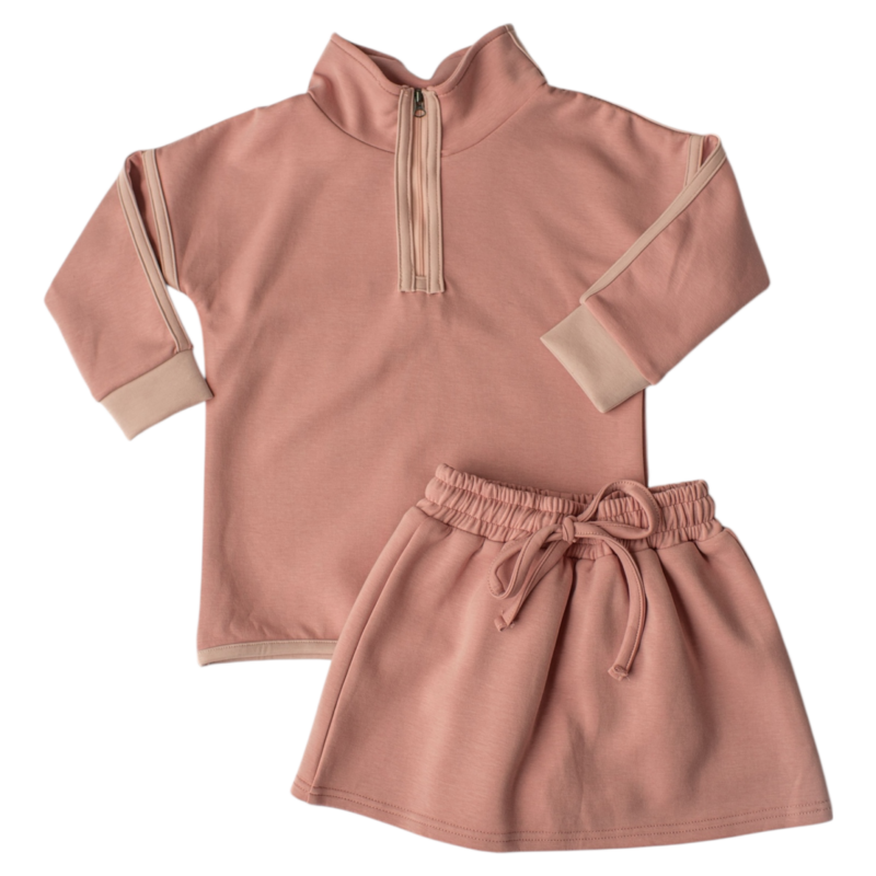 BANANA SPLIT Celina 1/4 Zip Skort Set-Mauve