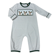 BANANA SPLIT Mallard Duck Smocked Boys Romper