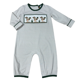 BANANA SPLIT Mallard Duck Smocked Boys Romper