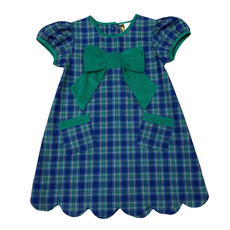 BANANA SPLIT Amelia Bow Dress-Green & Navy
