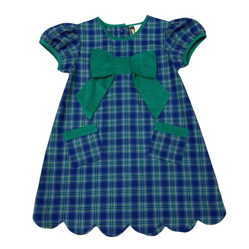 BANANA SPLIT Amelia Bow Dress-Green & Navy