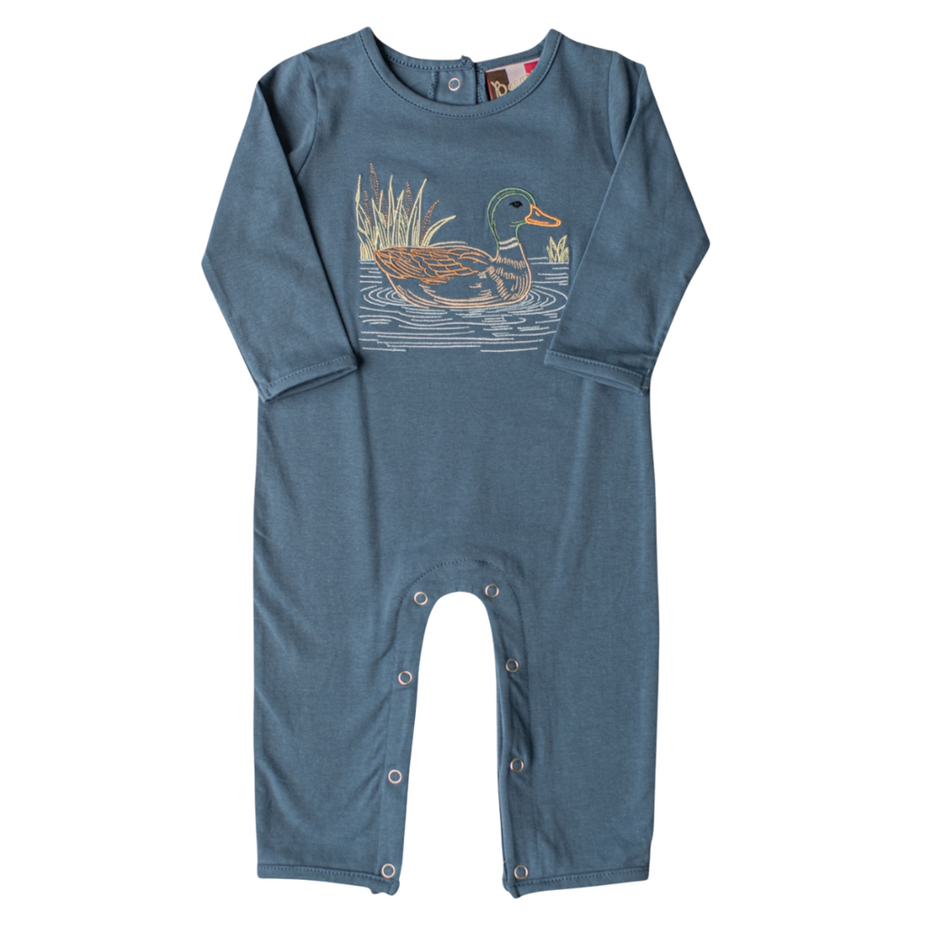 BANANA SPLIT Mallard Duck Embroidery Romper