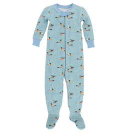 THE BEAUFORT BONNET COMPANY KNOX'S NIGHT NIGHT FOOTED-WAFFLE KNIT Ducks/Sarasota Sky