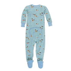 THE BEAUFORT BONNET COMPANY KNOX'S NIGHT NIGHT FOOTED-WAFFLE KNIT Ducks/Sarasota Sky