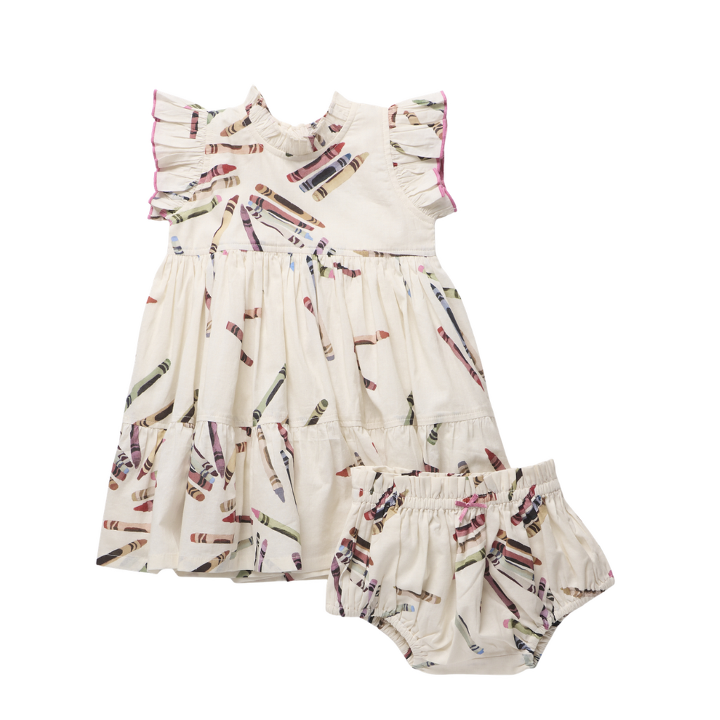 PINK CHICKEN Baby Girls Jennifer Dress Set - Tossed Crayons