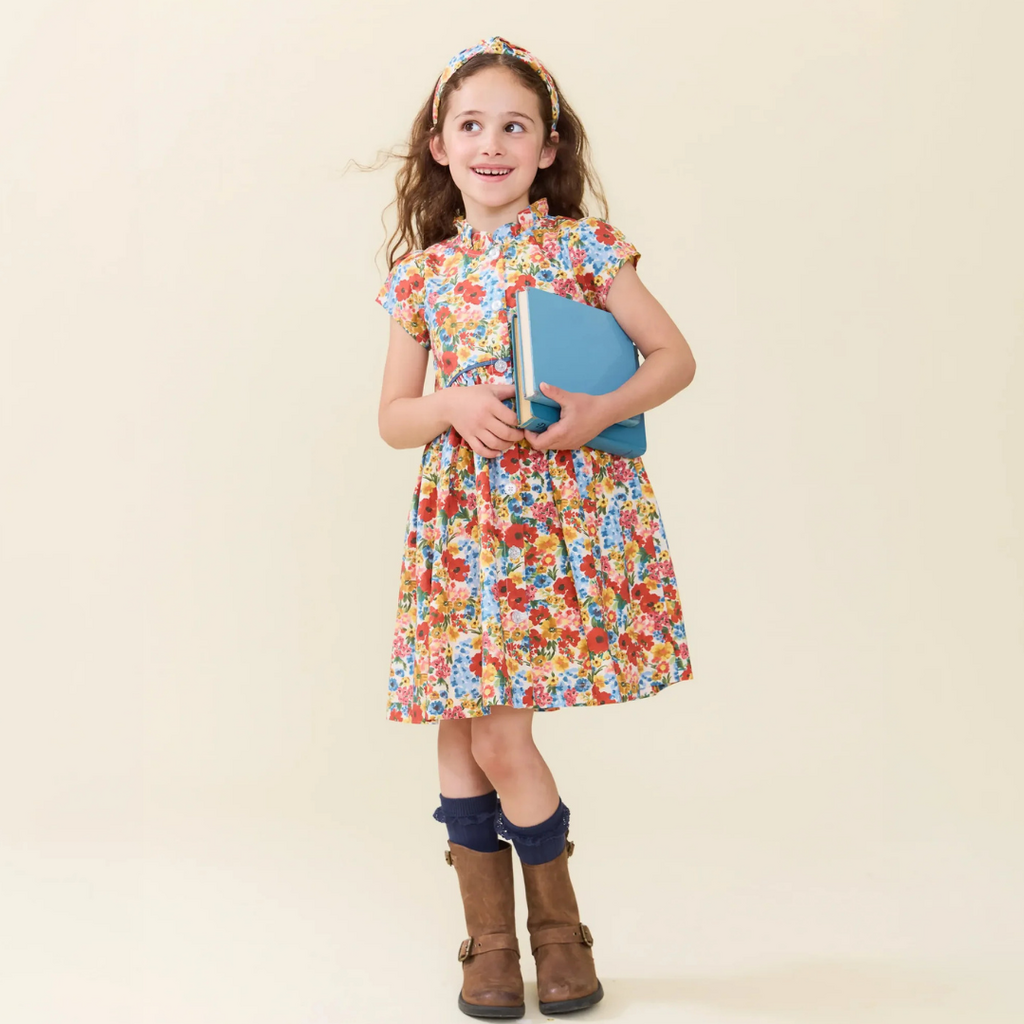 PINK CHICKEN Girls Fatima Dress - Watercolor Meadow