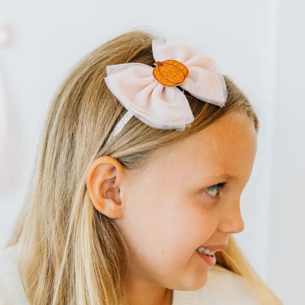 SWEET WINK Pumpkin Tulle Bow Headband