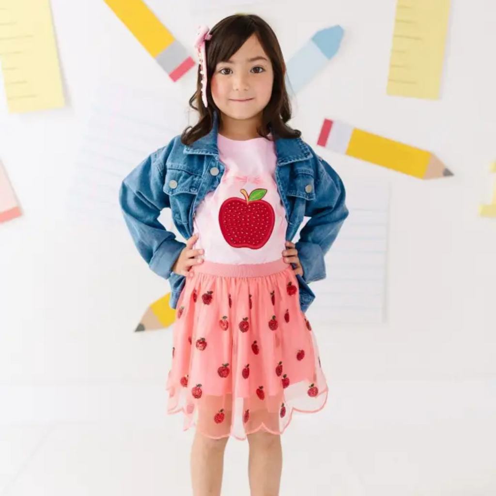SWEET WINK Apple Sequin Scalloped Tutu Skirt