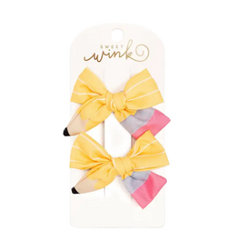 SWEET WINK School Days Pencil Bow Clip Set