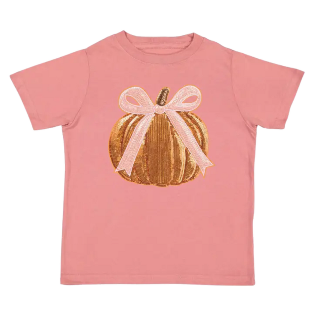 SWEET WINK Coquette Pumpkin Sequin Patch Short Sleeve T-Shirt