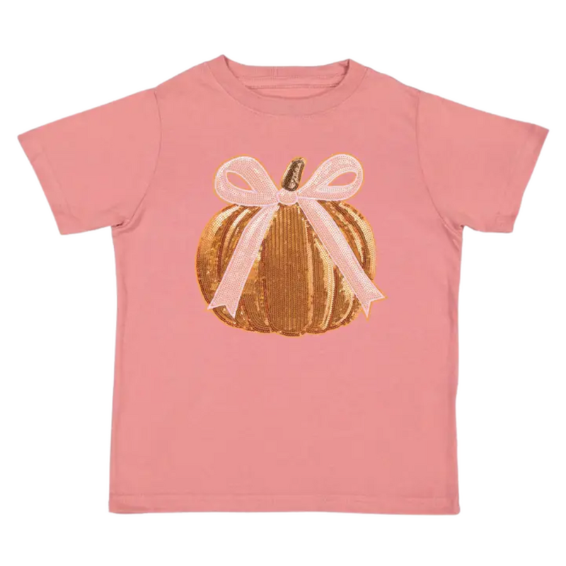SWEET WINK Coquette Pumpkin Sequin Patch Short Sleeve T-Shirt