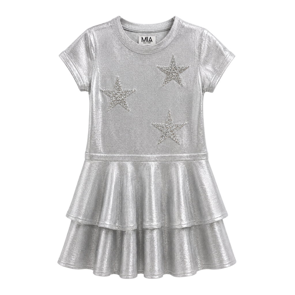 MIA NEW YORK Metallic Tiered Stars Dress