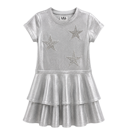 MIA NEW YORK Metallic Tiered Stars Dress