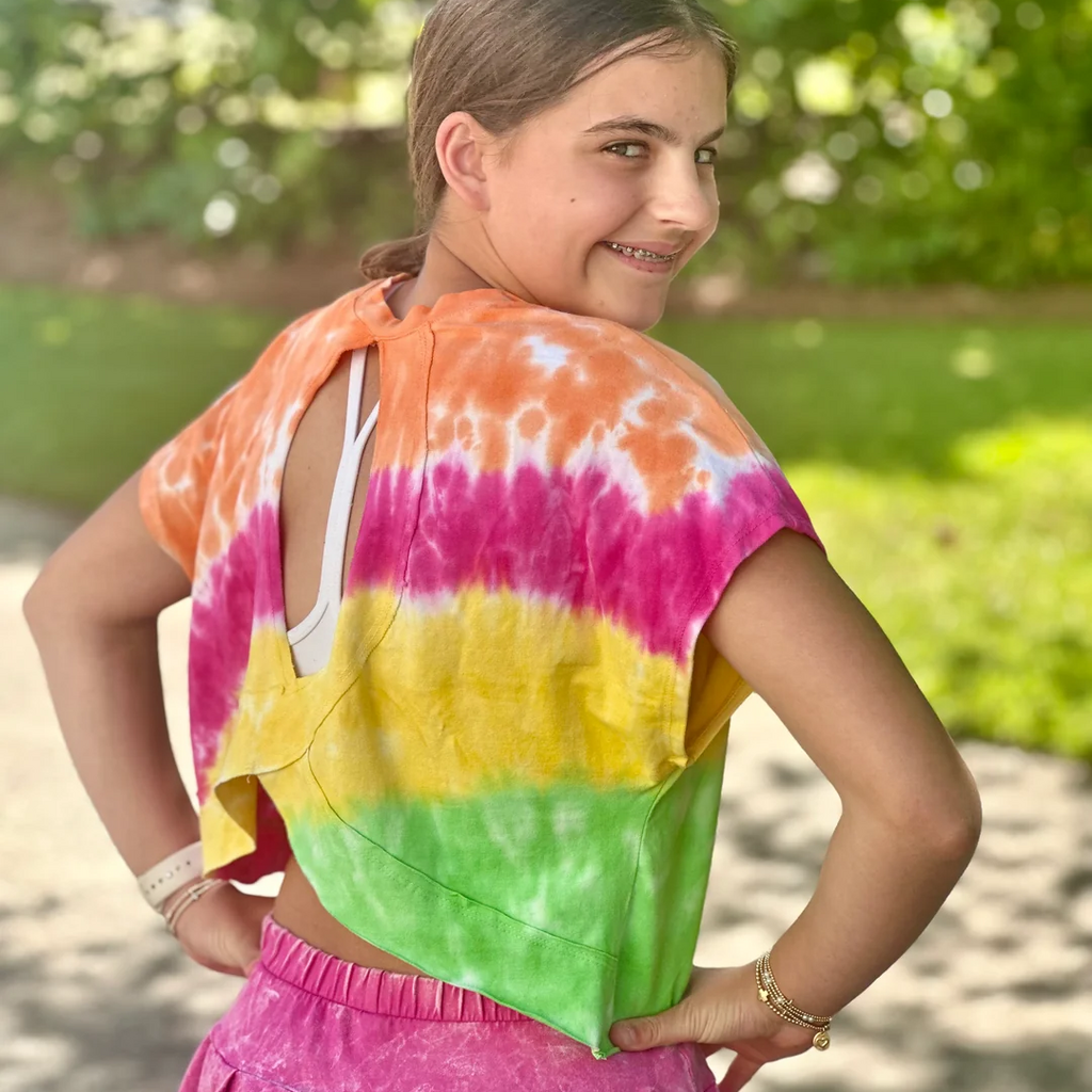 ERGE Tie Dyed Crossback Top-Sunshine