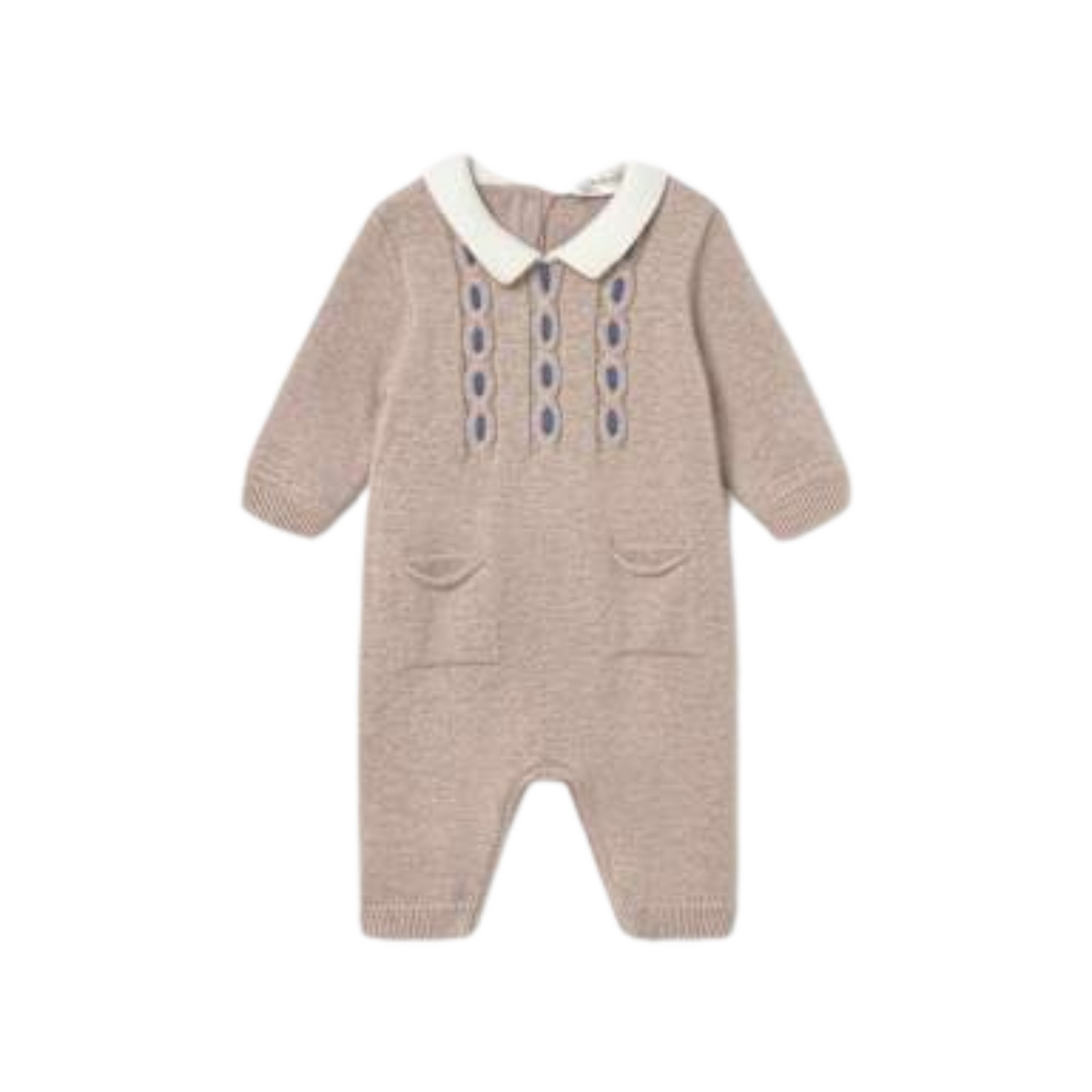 Boy's Biege Knit Romper