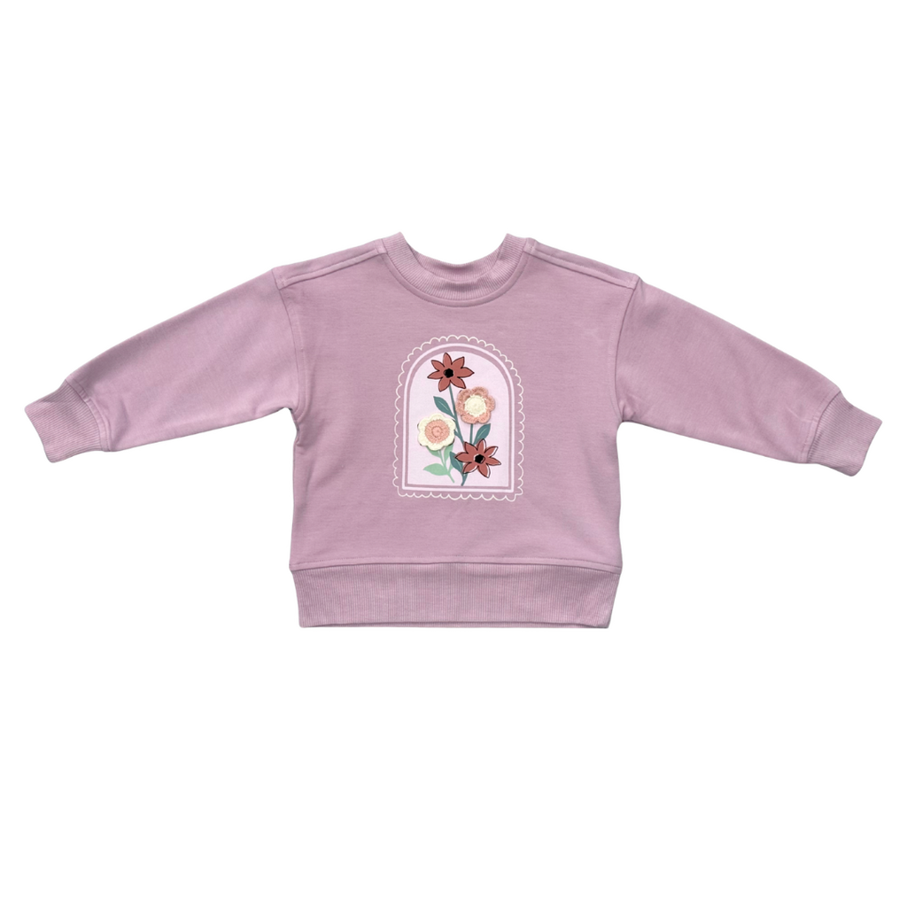 BABYSPROUTS Girl's Boxy Sweatshirt Crochet Flower