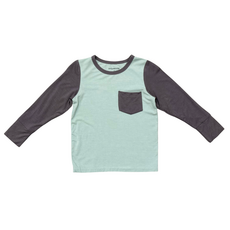 BABYSPROUTS Boy's LS Colorblock Pocket Shirt Tornado Gray