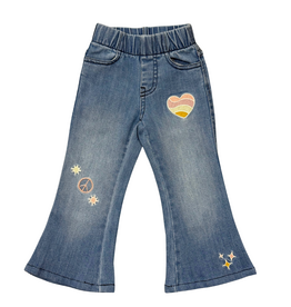 BABYSPROUTS Girl's Flare Denum Jean Mid Blue Wash