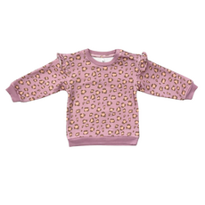BABYSPROUTS Girl's Ruffle Sweatshirt Cheetah