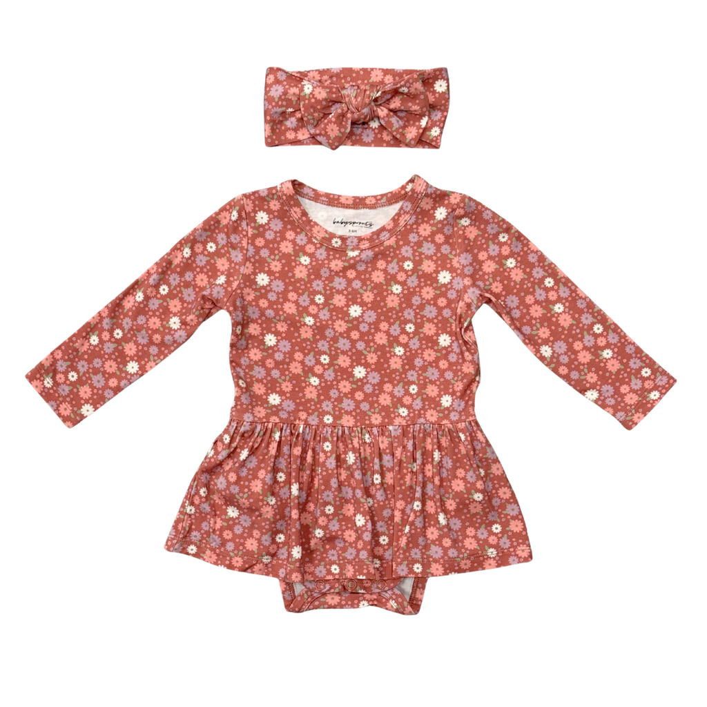 BABYSPROUTS Baby Girl's LS Bodysuit Dress Tiny Petals