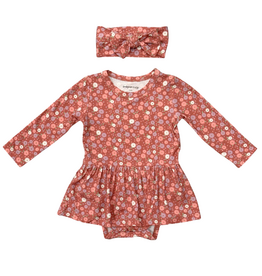 BABYSPROUTS Baby Girl's LS Bodysuit Dress Tiny Petals