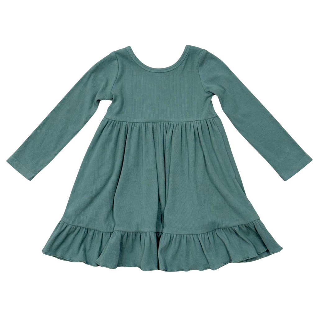 BABYSPROUTS Girl's Ribbed Ballet Dress Atlantic