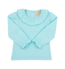 THE BEAUFORT BONNET COMPANY LS ROMAONA RUFFLE SHIRT-ONESIE Edisto Egg Blue