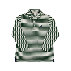 THE BEAUFORT BONNET COMPANY PRIM & PROPER POLO LS-PIMA Grier Green Palmetto Pearl Stripe