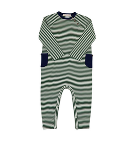 THE BEAUFORT BONNET COMPANY RAYBURN ROMPER-PIMA Grier Green & Palmetto Pearl Stripe