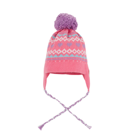 THE BEAUFORT BONNET COMPANY PARRISH POM POM HAT Winter Park Pink/Fairisle Hearts