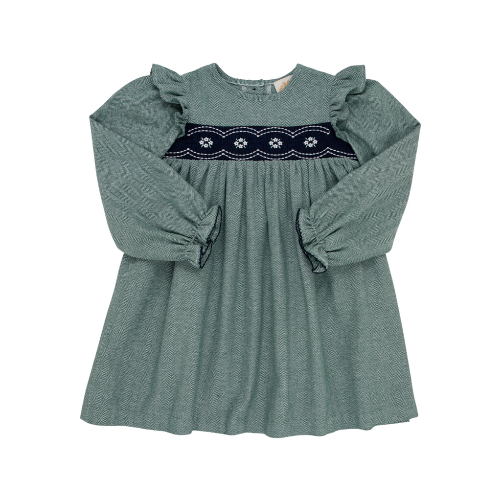 THE BEAUFORT BONNET COMPANY LS DAPHNE DRESS-TWILL Grier Green Herringbone