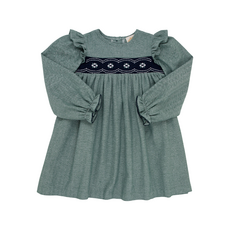 THE BEAUFORT BONNET COMPANY LS DAPHNE DRESS-TWILL Grier Green Herringbone