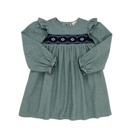 THE BEAUFORT BONNET COMPANY LS DAPHNE DRESS-TWILL Grier Green Herringbone