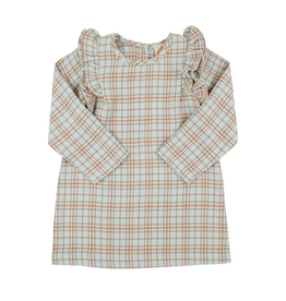 THE BEAUFORT BONNET COMPANY LS RUEHLING RUFFLE DRESS Henry Clay Houndstooth Edisto Egg Blue