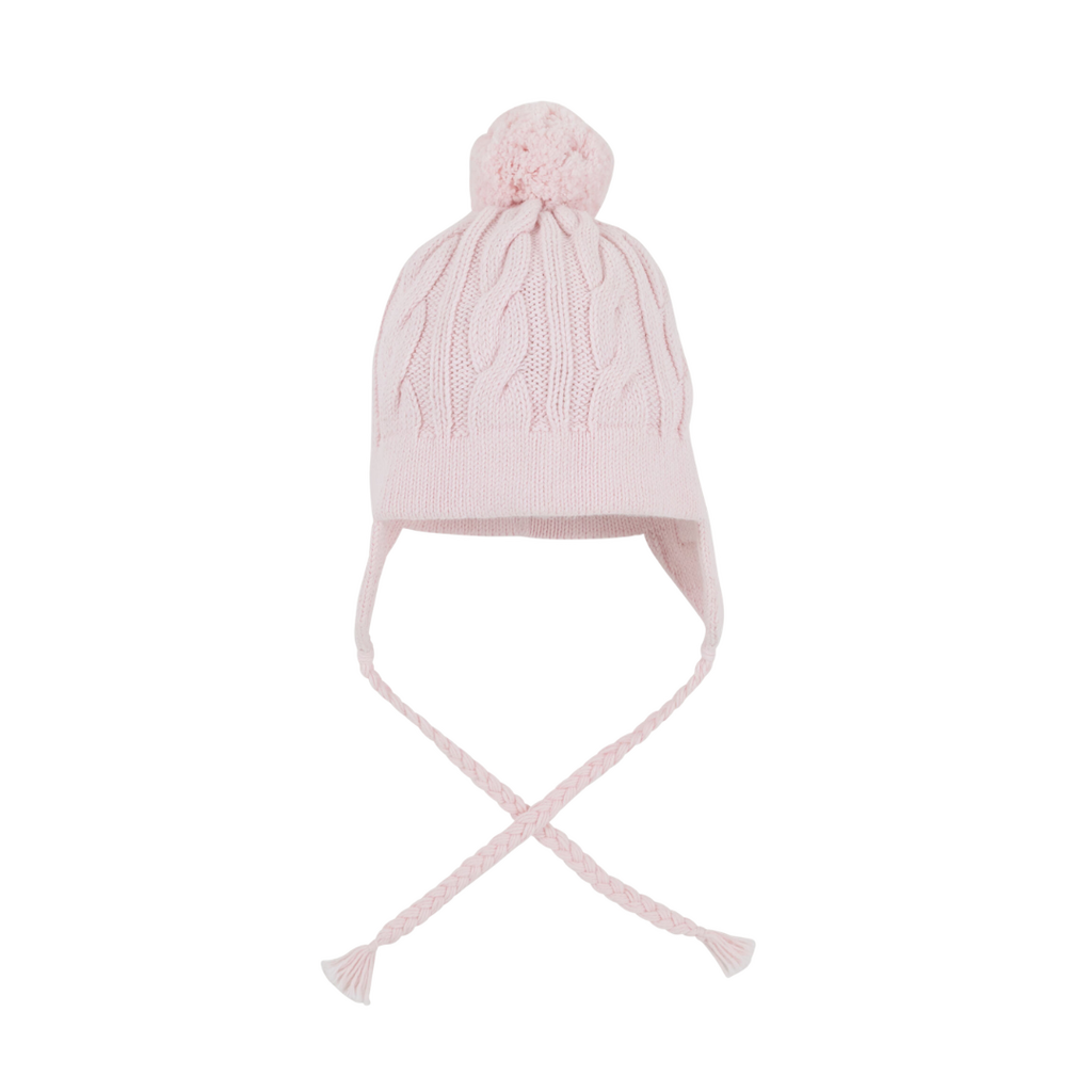 THE BEAUFORT BONNET COMPANY PARRISH POM POM HAT-CABLE KNIT Palm Beach Pink