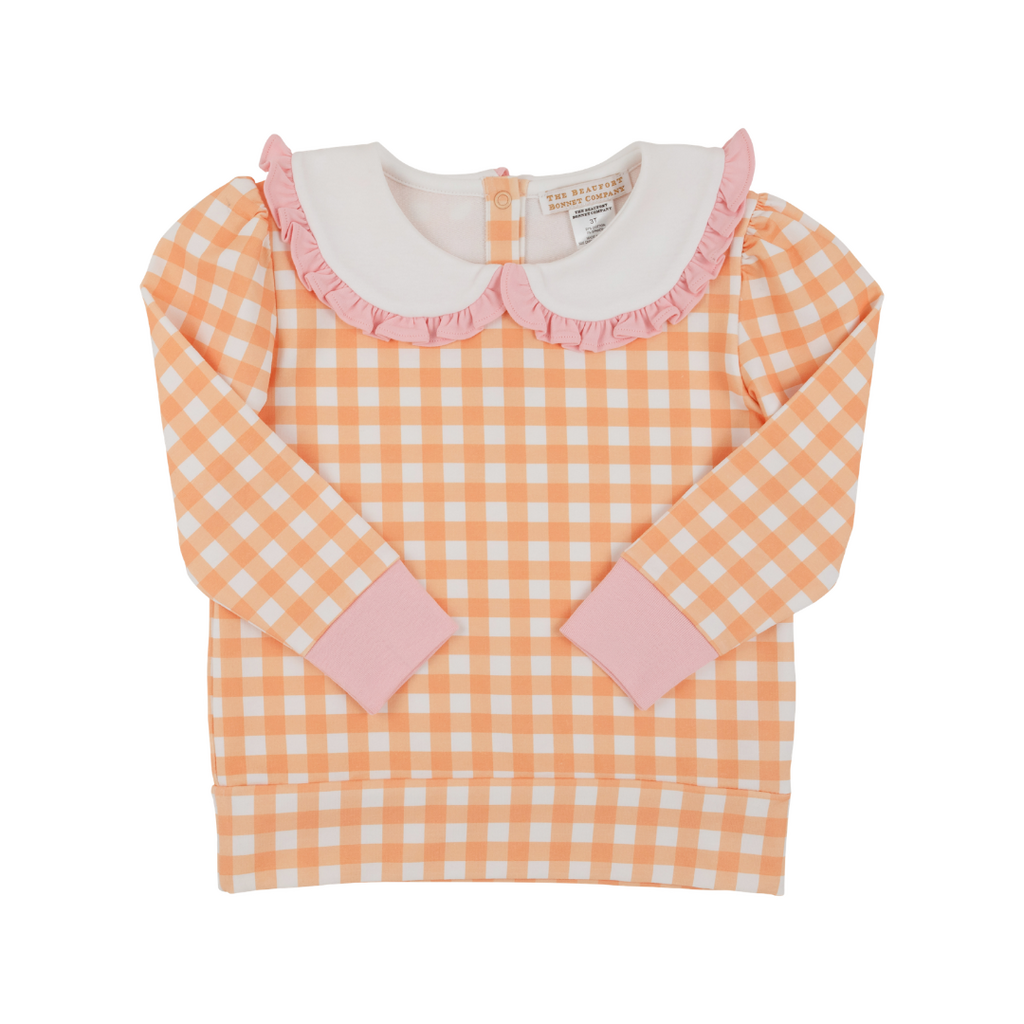 THE BEAUFORT BONNET COMPANY MAUDE'S RUFFLE CASSIDY COMFY CREWNECK Seashore Serbert Gingham