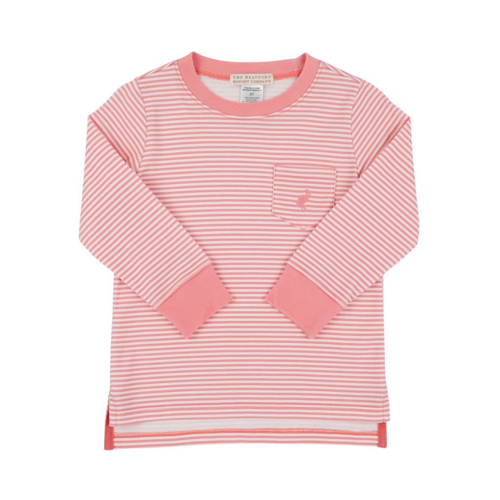 THE BEAUFORT BONNET COMPANY LS CARTER CREW NECK Parrot Cay Coral Stripe