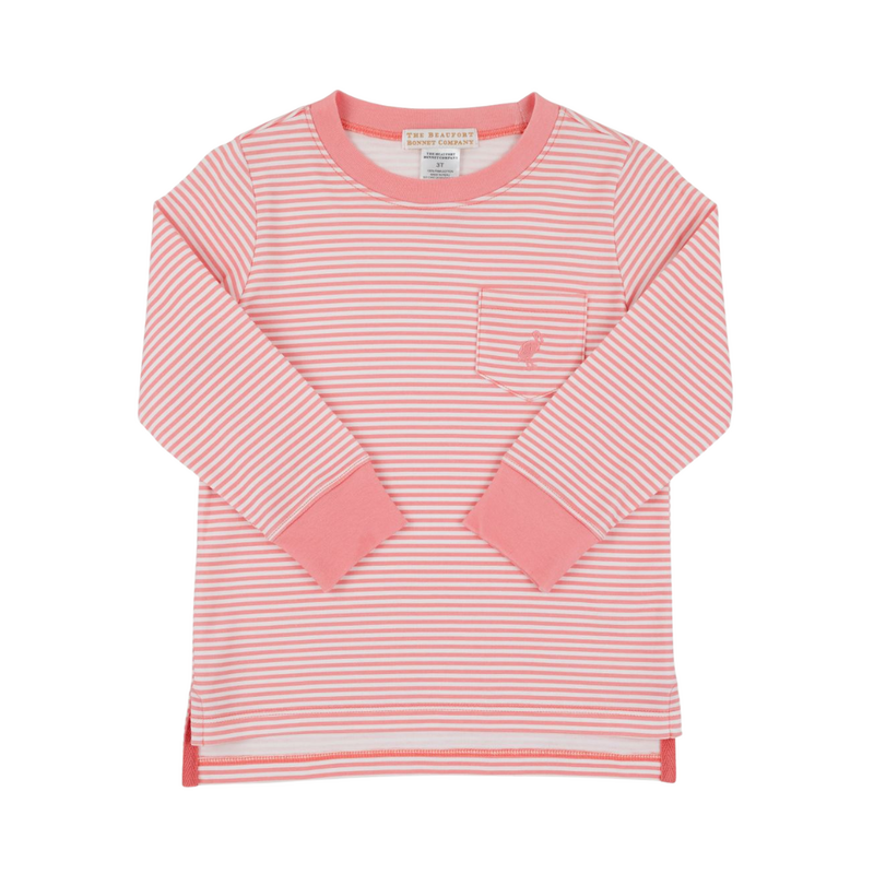 THE BEAUFORT BONNET COMPANY LS CARTER CREW NECK Parrot Cay Coral Stripe