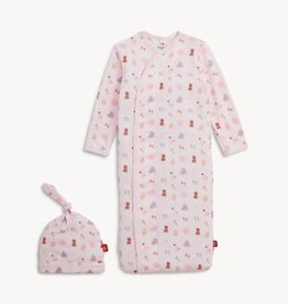 Magnetic  Me NURSERY NOSTALGIA PINK MODAL GOWN + HAT SET