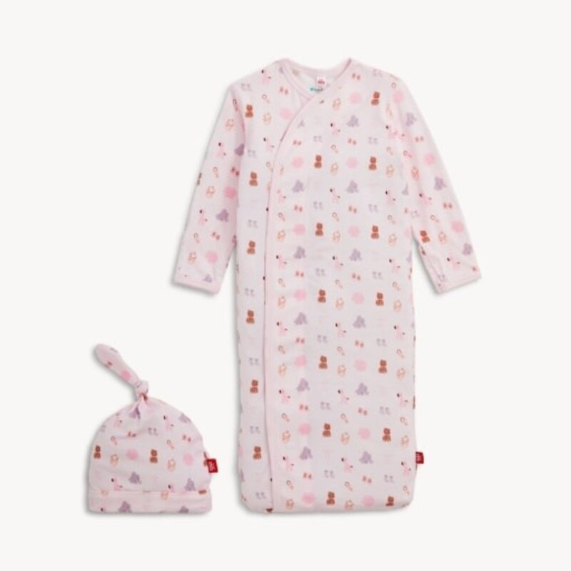 Magnetic  Me NURSERY NOSTALGIA PINK MODAL GOWN + HAT SET