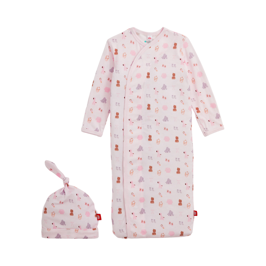 Magnetic  Me NURSERY NOSTALGIA PINK MODAL GOWN + HAT SET