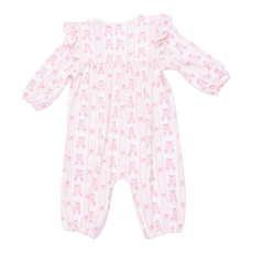 ANGEL DEAR Ballet Shoes Ribbon Stripe - Ruffle Sleeve Snap Romper