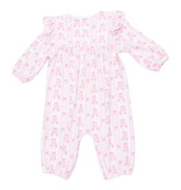 ANGEL DEAR Ballet Shoes Ribbon Stripe - Ruffle Sleeve Snap Romper