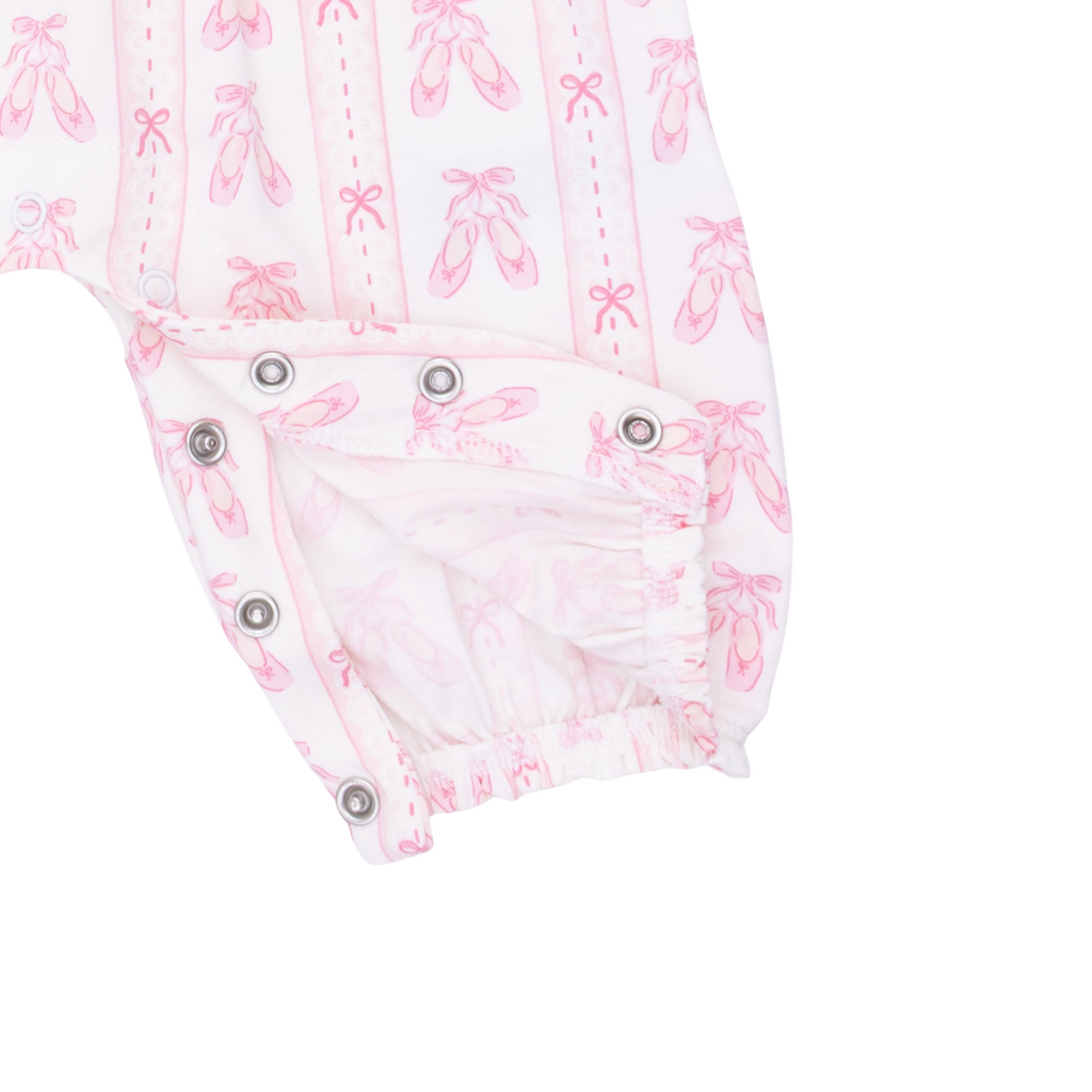 ANGEL DEAR Ballet Shoes Ribbon Stripe - Ruffle Sleeve Snap Romper