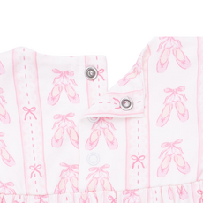 ANGEL DEAR Ballet Shoes Ribbon Stripe - Ruffle Sleeve Snap Romper