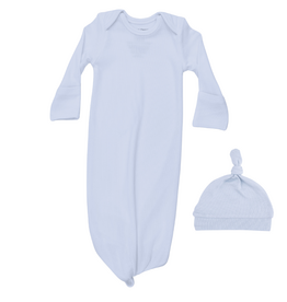 ANGEL DEAR Solid Sheer Blue Rib - Knotted Gown And Knotted Hat