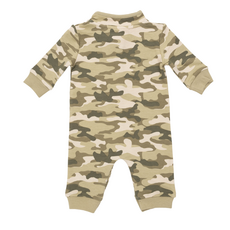 ANGEL DEAR Camo French Terry - Zip Neck Romper