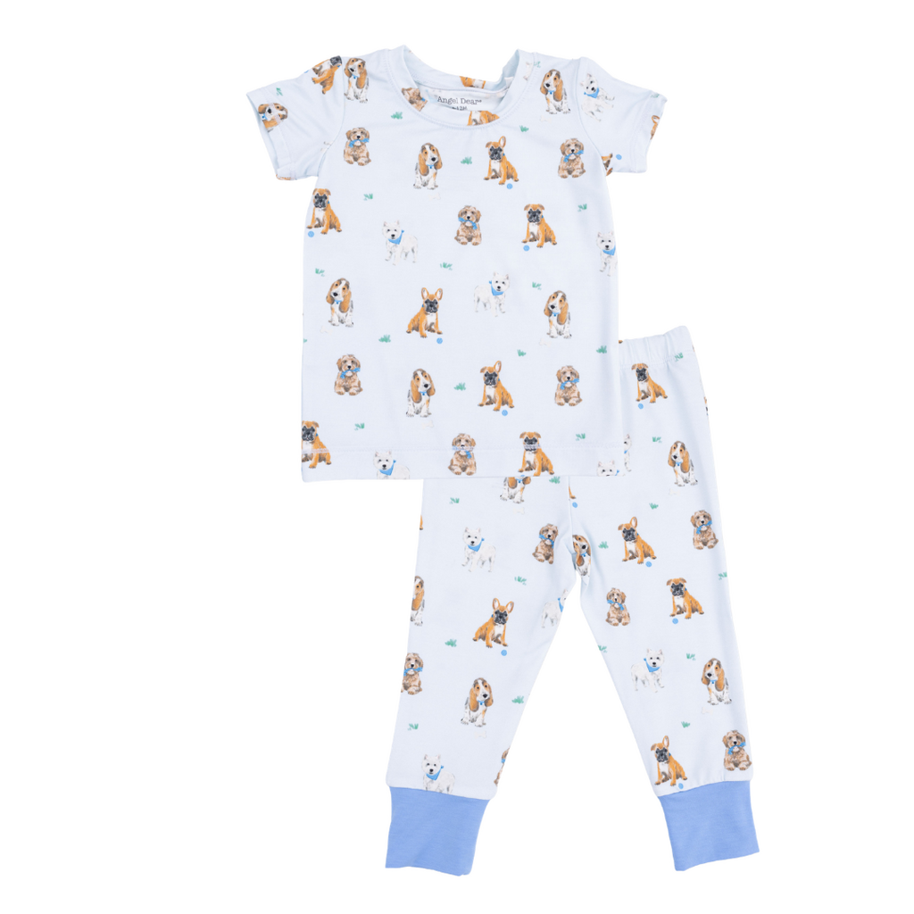 ANGEL DEAR Bestie Dogs Blue - Short Sleeve Lounge Set