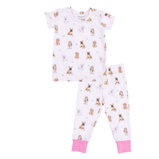 ANGEL DEAR Bestie Dogs Pink - Short Sleeve Lounge Set