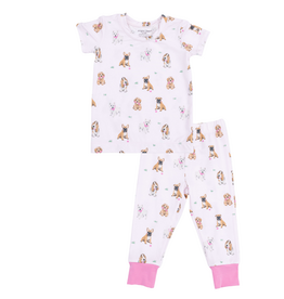ANGEL DEAR Bestie Dogs Pink - Short Sleeve Lounge Set